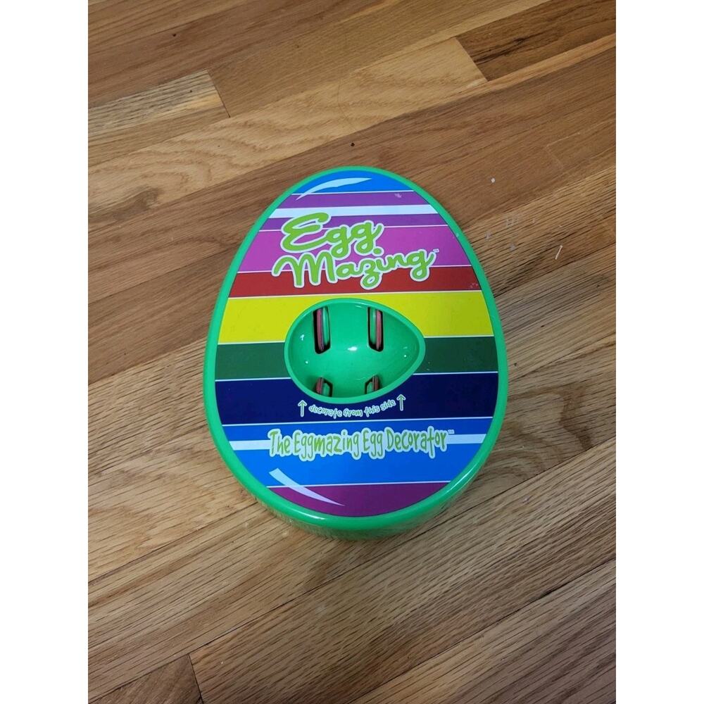 EggMazing Egg Decorator – Electric Easter Egg Spinner – Green Rainbow Stripes –